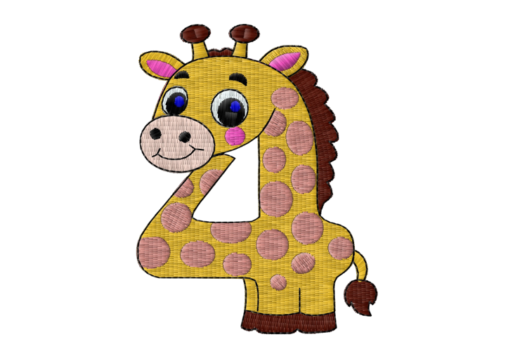Giraffe Number 4 Embroidery Design Embroidery Design