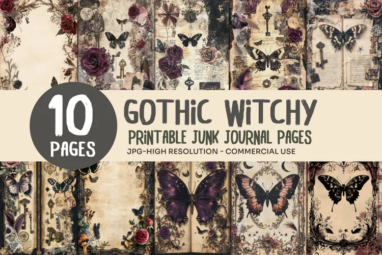Butterfly Gothic Junk Journal Pages