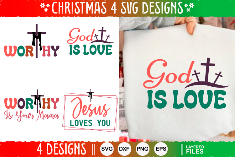 4 Christmas SVG Designs, Christmas SVG Cut file design
