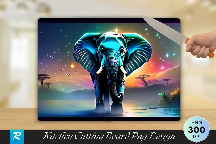 Elephant Cutting Board Sublimation Design