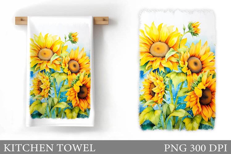 Sunflowers Kitchen Towel. Summer Kitchen Towel Sublimation