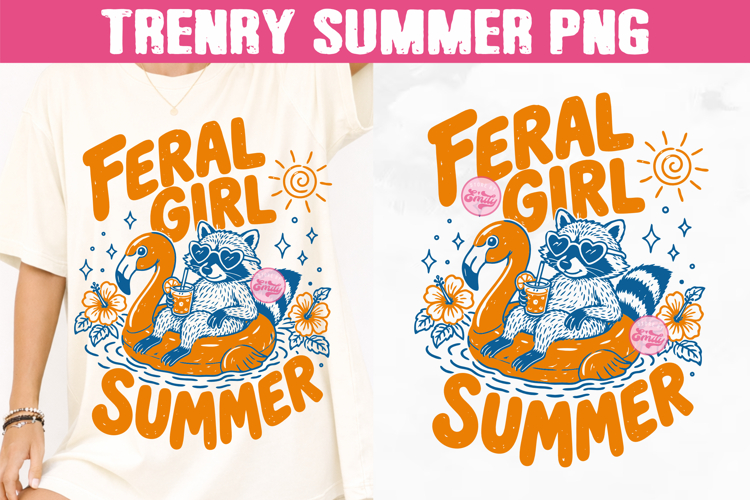 Feral Girl Summer PNG, Preppy Coastal Summer Sublimation