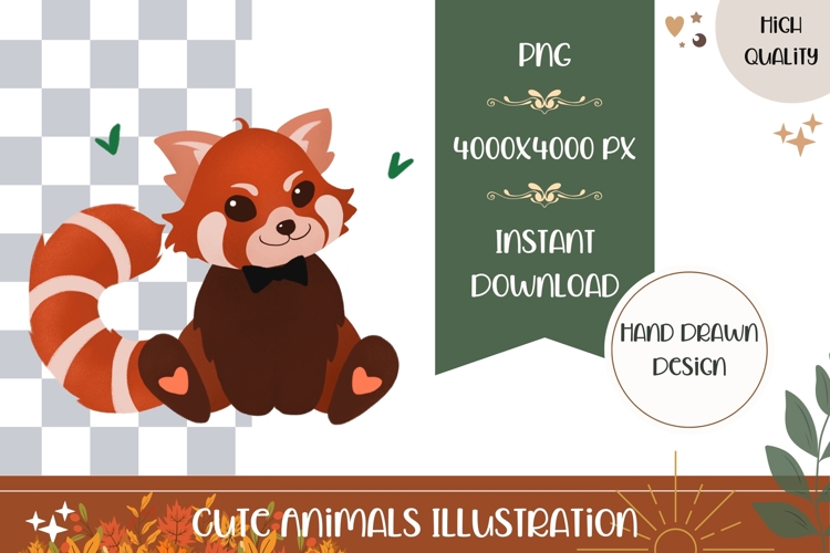 Red Panda Illustration, Cute Red Panda PNG, Cartoon Panda