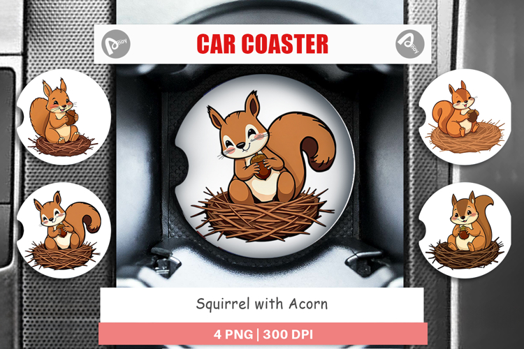 Car Coaster Acorn Squirrel