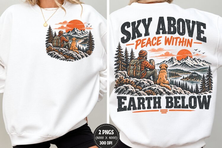 Sky Above Earth Below Front Back PNG, Hiking Dog Front Back example image 1
