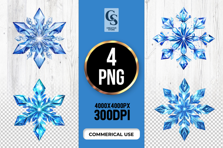 Crystal Snowflake Clipart Sublimation PNG