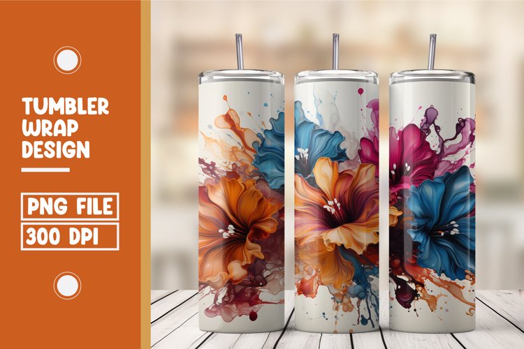 Watercolor Blooming flower tumbler wrap sublimation