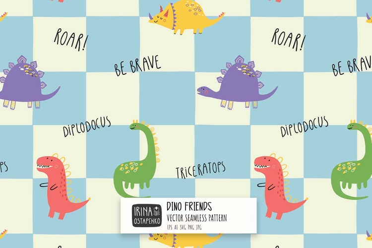 Cute Dinosaur Seamless Pattern