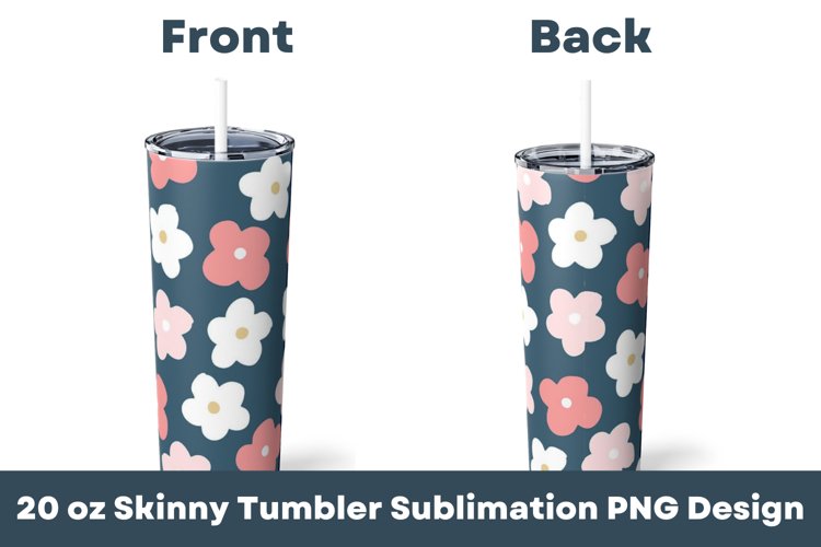 Flowers Pattern 20 oz Tumbler Sublimation PNG