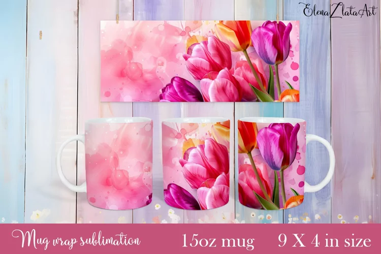 Flowers Mug Sublimation, Floral Design Mug