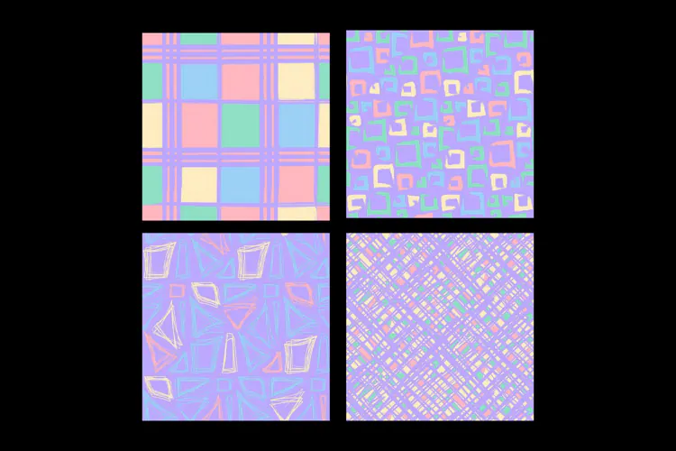 Pastel Geometry Seamless Patterns 4 Designs