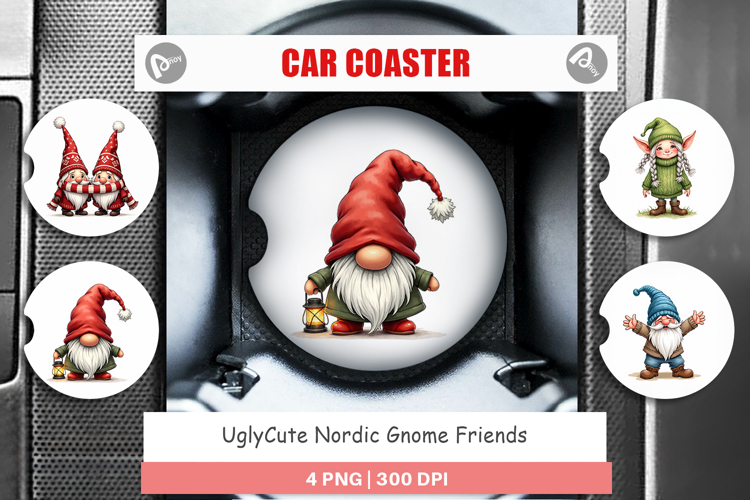 Nordic Gnome Friends Car Coaster