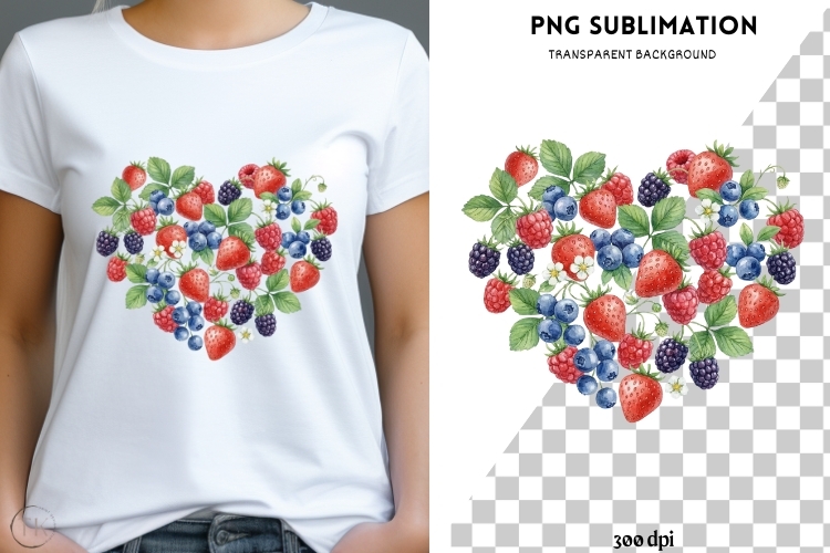 Berry heart png design for T-shirts