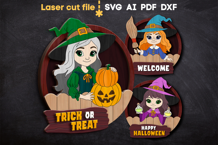 Halloween Witches Bundle SVG laser cut files for Glowforge
