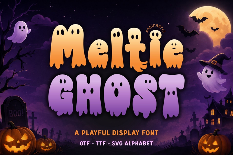 Meltie Ghost - Halloween Font with SVG Alphabet