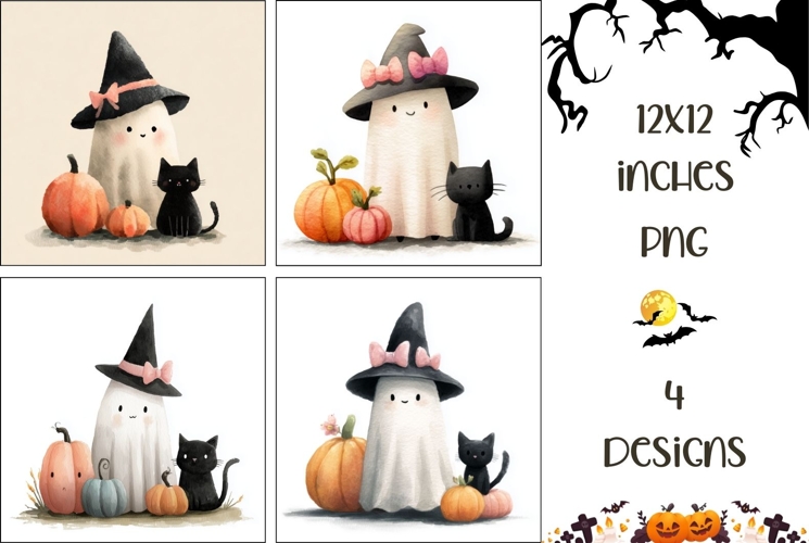 Watercolor Halloween Backgrounds, Halloween Ghost PNG