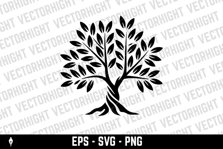 Olive tree silhouette icon. Design element for logo, label,