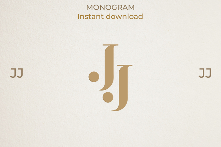JJ Wedding Monogram Logo | Elegant Initials Vector
