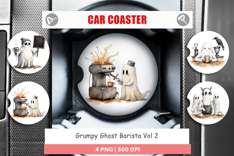 Car Coaster Grumpy Ghost Barista