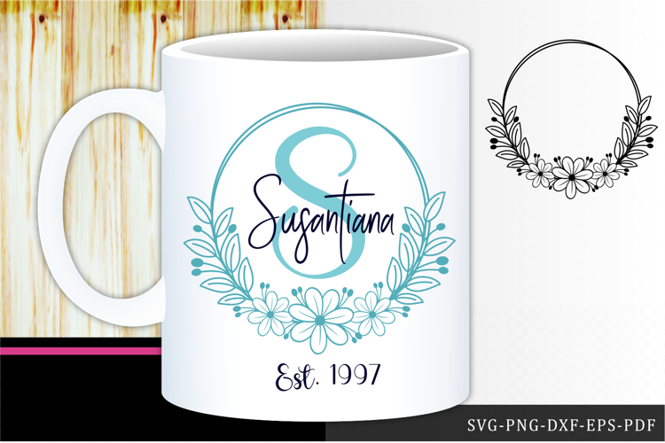 Floral frame SVG, Flower frame, Family name SVG, Wedding SVG