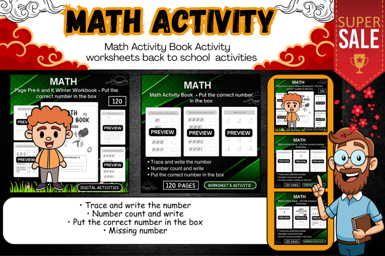 Math Activity Book worksheets activities for kids student
