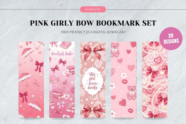 Pink Girly Bookmark Set,Cute Bow   Coquette Butterflies Book