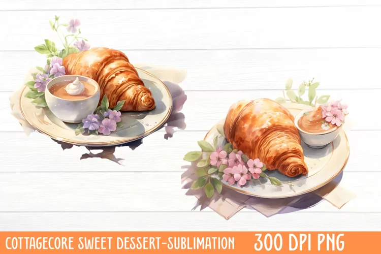 Cottagecore Sweet Dessert Sublimation, Watercolor Clipart