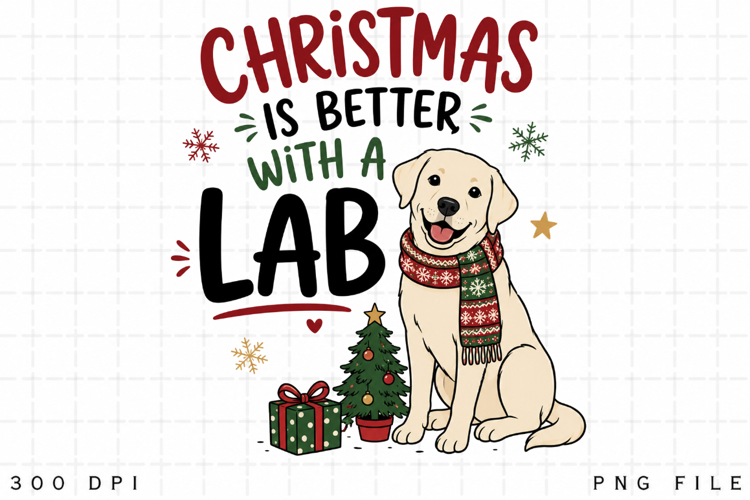Labrador Christmas PNG, Christmas Is Better With A Lab PNG