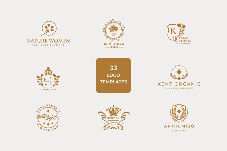 Elegant Feminine Botanical Branding Logo Kit