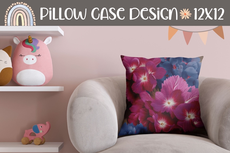 Hydrangea Pillow Sublimation, Floral Pillow Design