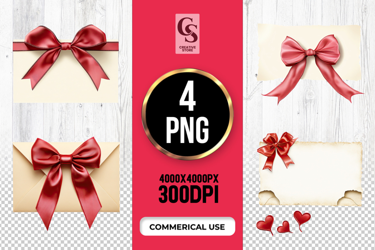 Red Ribbon Envelope Clipart Sublimation PNG