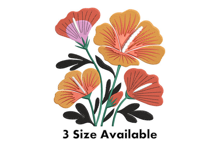 Bright Floral Embroidery Design | Colorful Flower Pattern