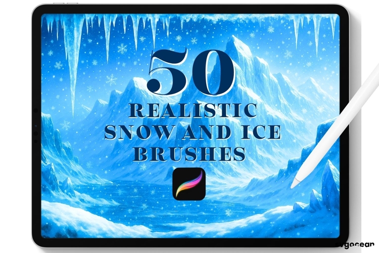 Snow and Ice Procreate Brushes | Winter | Stamps