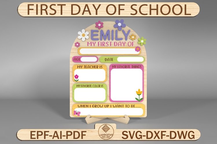 Personalized First Day Of School Sign Svg example image 1