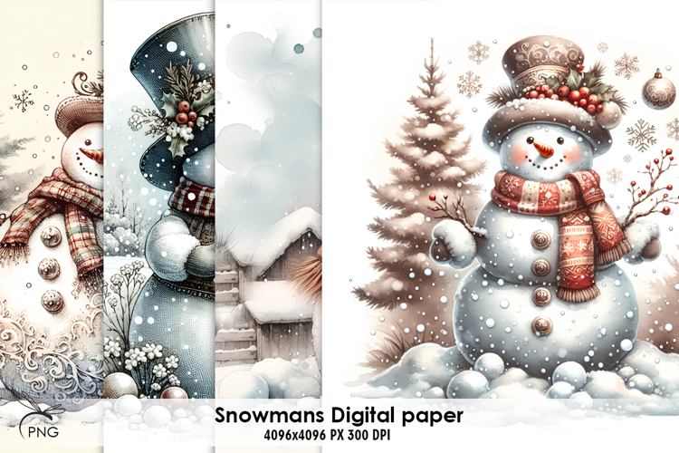 Snowman digital paper, background clipart