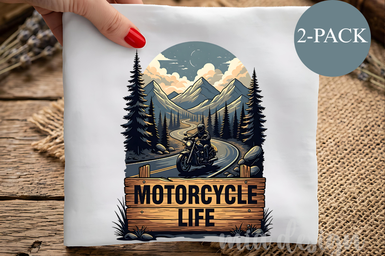 Motorcycle Life PNG, Vintage Biker Mountain Sublimation example image 1