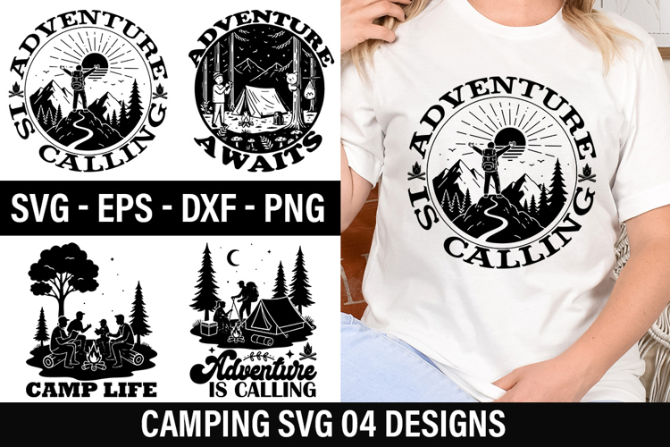 Camping Quotes SVG Design - Adventure Awaits
