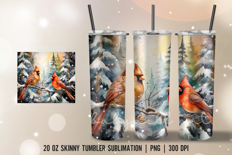 Winter Cardinal Skinny Tumble Sublimation Designs | Tumbler