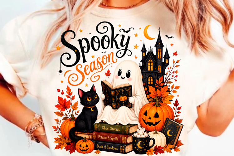 Spooky Season Halloween Ghost Pumpkin T-Shirt Design