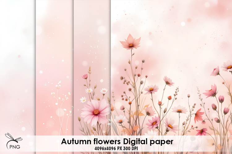 Autumn flowers digital paper
