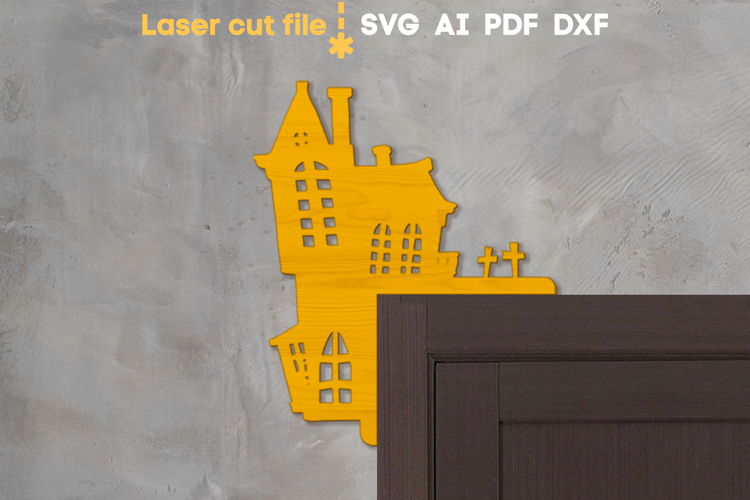 House Halloween Door Corner SVG laser cut file for Glowforge