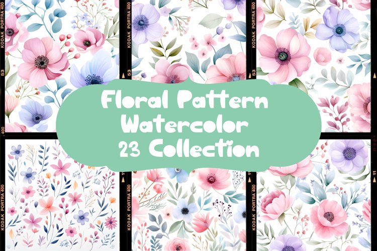 Floral Pattern Watercolor 23 Collection Ai Generated Art example image 1