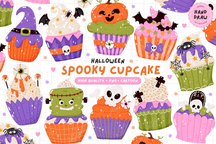 Spooky Halloween Cupcake Clipart Halloween Dessert PNG