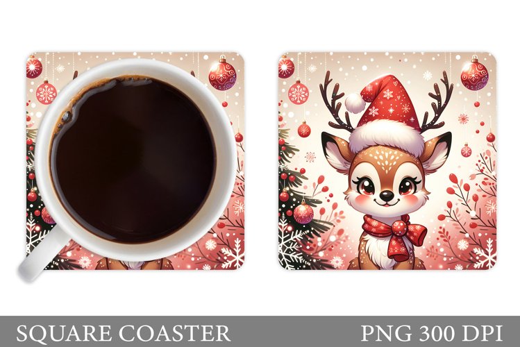 Christmas Deer Coaster Design. Christmas Coaster Sublimation