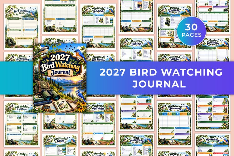 2027 Bird Watching Journal Kdp interiors example image 1