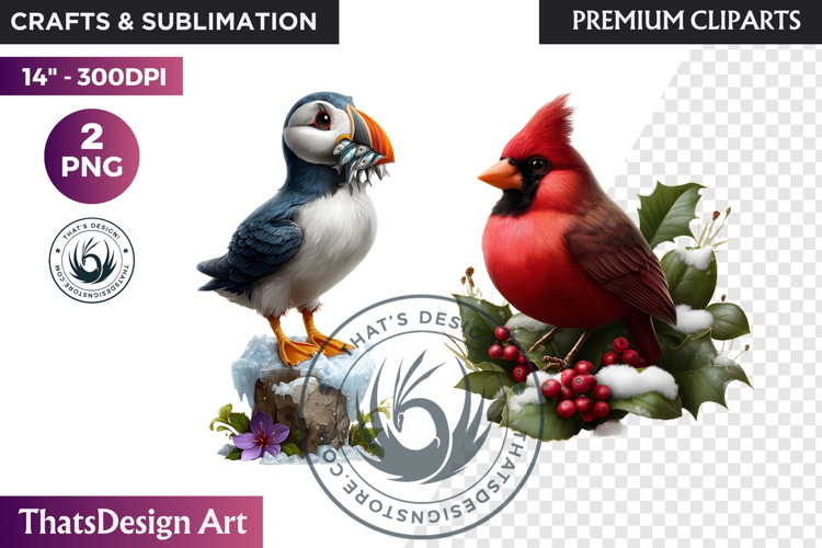 Cardinal Watercolor Winter Animal Clipart Wildlife PNG