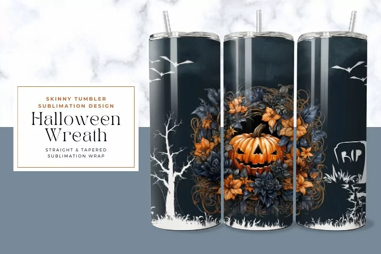 Halloween Wreath Tumbler Wrap