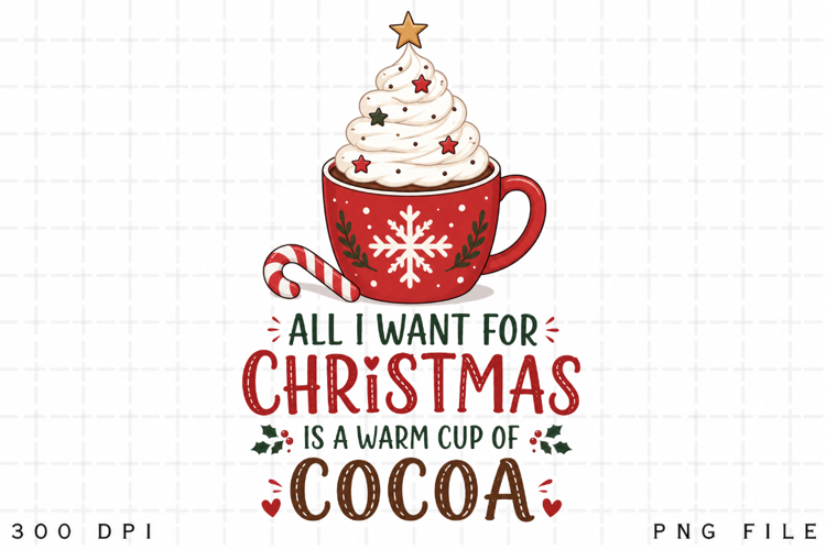 Hot Cocoa Christmas PNG, All I Want For Christmas Is A Warm