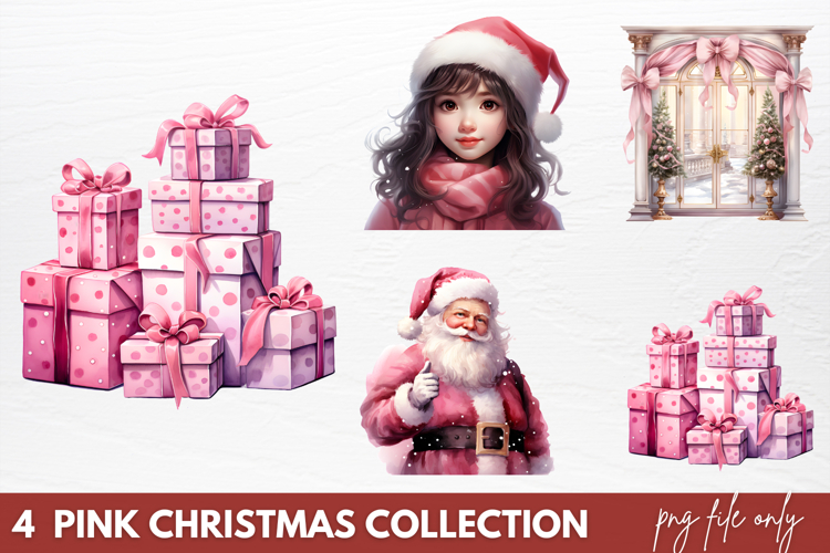 Pink Christmas Collection Sublimation PNG