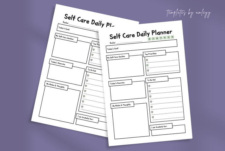 Minimal Self Care Daily Planner Template Canva | Editable